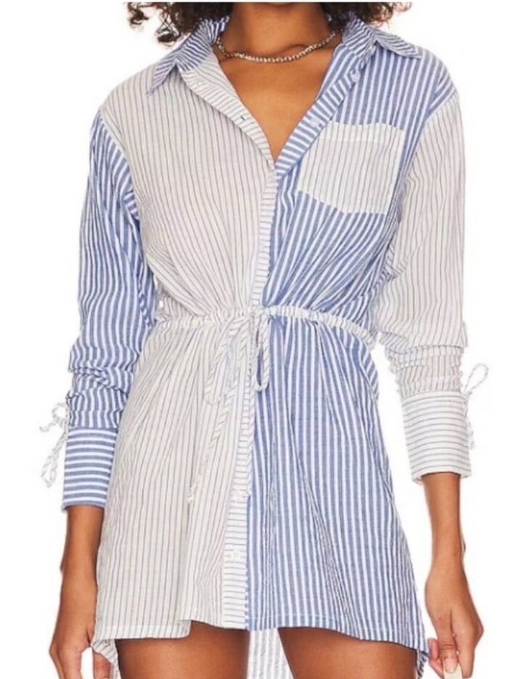 MAJORELLE striped preppy  cotton Shirt Dress